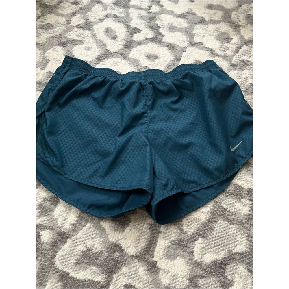 Nike Dri Fit Large L Women’s Running Shorts Blue Teal Athletic Geo Print Active